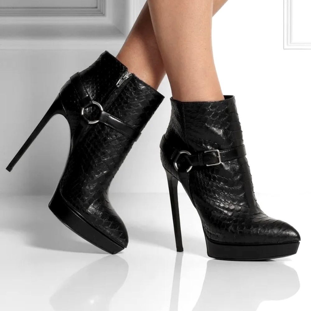 SAINT LURENT JANIS PYTHON PLATFORM BOOTIES 40